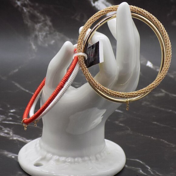 Inc International Concepts Bangle Bracelet Gold 4-Pc Set Charm & Cord Wrapped - Picture 7 of 10